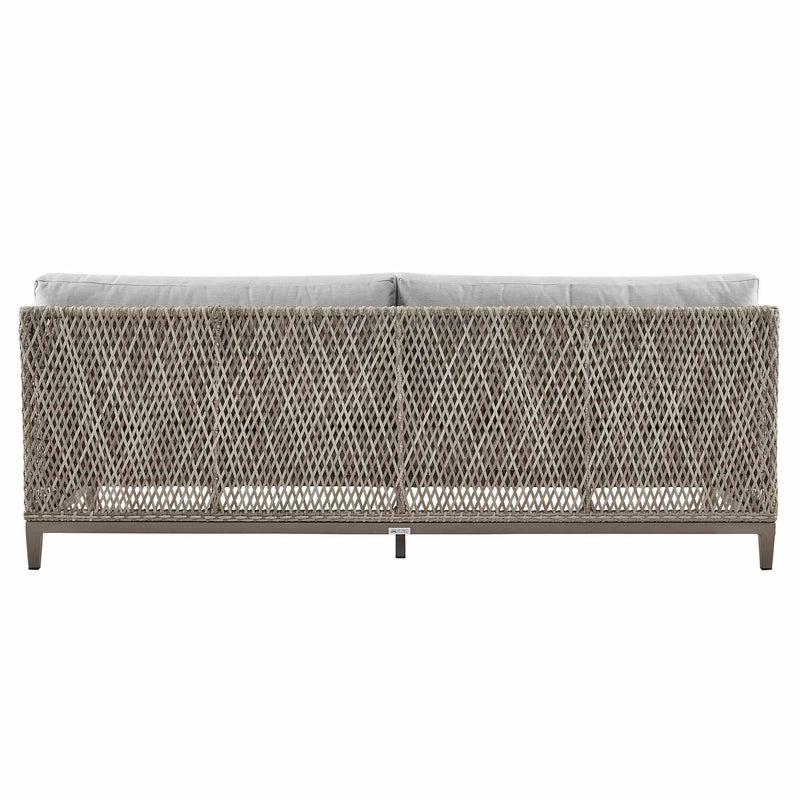 Grenada Wicker and Aluminum Outdoor Sofa in Brown with Gray Cushions - Furniture City (CA)l