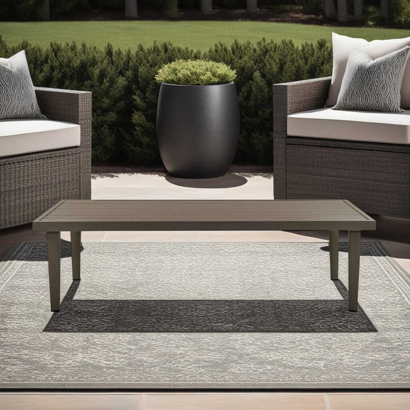 Grenada Aluminum Outdoor Coffee Table in Brown - Furniture City (CA)l