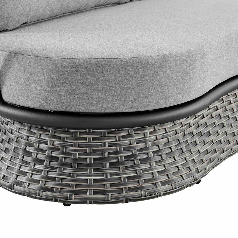Giotto 4 Piece Outdoor Patio Furniture Set in Black Aluminum and Gray Wicker with Gray Cushions - Furniture City (CA)l