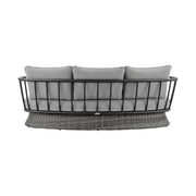 Giotto 4 Piece Outdoor Patio Furniture Set in Black Aluminum and Gray Wicker with Gray Cushions - Furniture City (CA)l