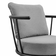 Giotto 4 Piece Outdoor Patio Furniture Set in Black Aluminum and Gray Wicker with Gray Cushions - Furniture City (CA)l