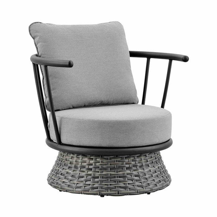 Giotto Wicker and Aluminum Outdoor Chair in Black and Dark Gray