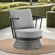 Giotto Wicker and Aluminum Outdoor Chair in Black and Dark Gray - Furniture City (CA)l