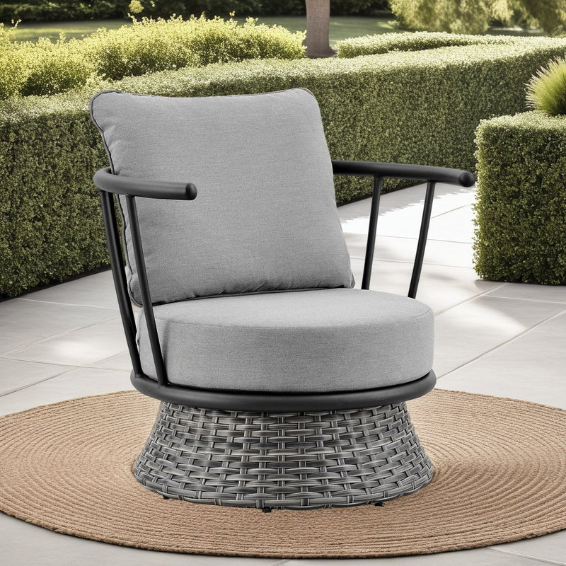 Giotto Wicker and Aluminum Outdoor Chair in Black and Dark Gray - Furniture City (CA)l