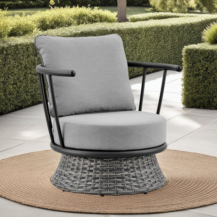 Giotto Wicker and Aluminum Outdoor Chair in Black and Dark Gray