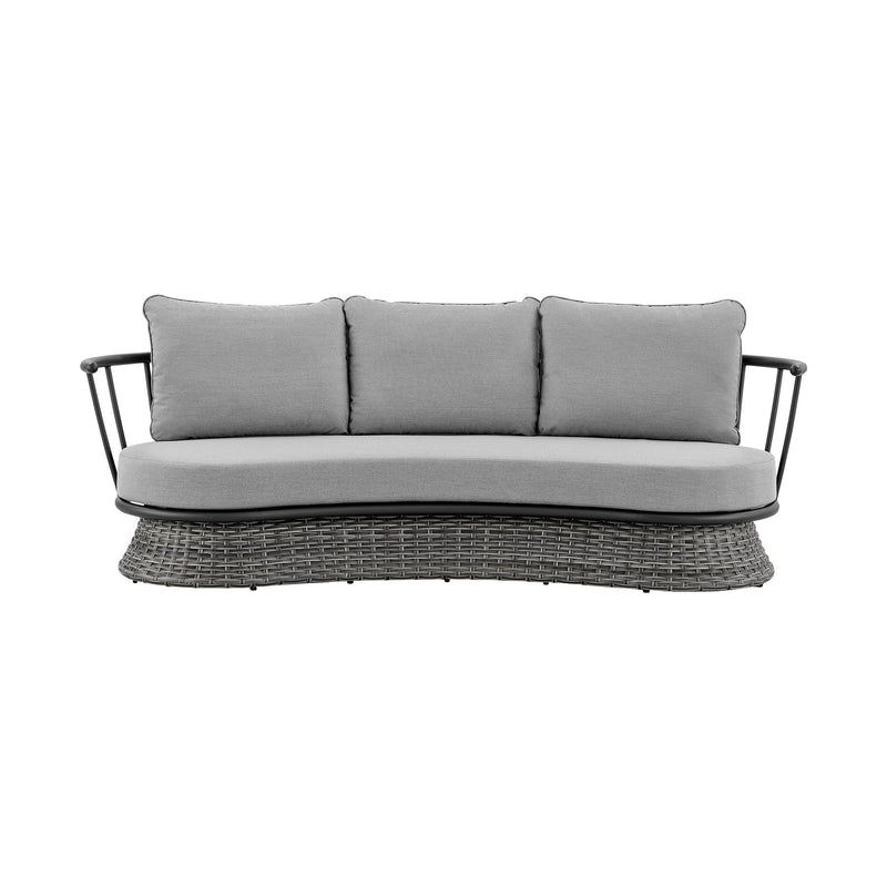 Giotto Wicker and Aluminum Outdoor Sofa in Black and Dark Gray - Furniture City (CA)l