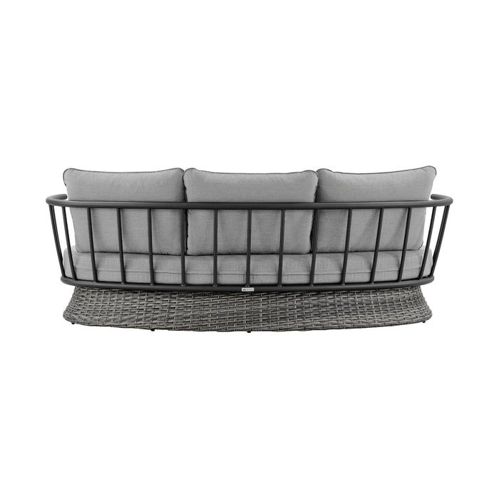 Giotto Wicker and Aluminum Outdoor Sofa in Black and Dark Gray