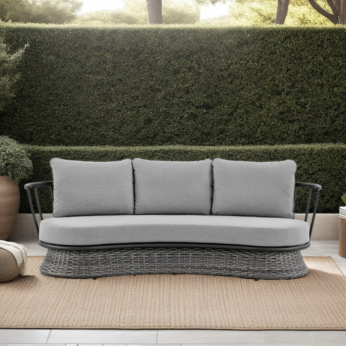 Giotto Wicker and Aluminum Outdoor Sofa in Black and Dark Gray
