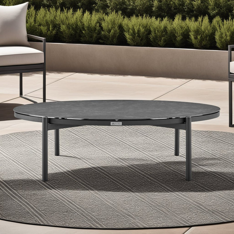 Giotto Aluminum and Ceramic Outdoor Coffee Table in Black - Furniture City (CA)l