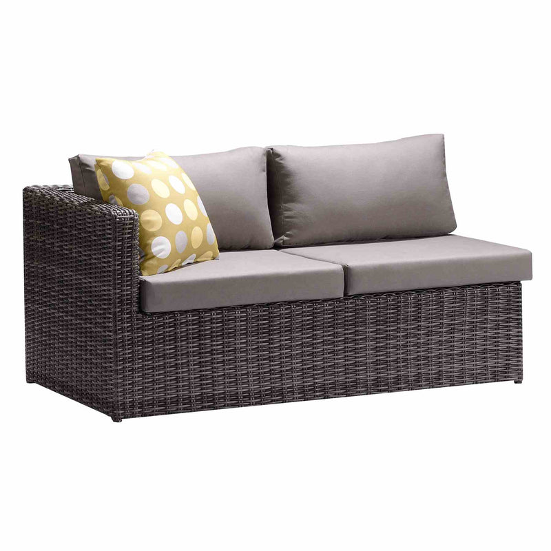 Hagen 3 piece Outdoor Rattan Sectional Chase Set with Brown Cushions and Modern Accent Pillows - Furniture City (CA)l
