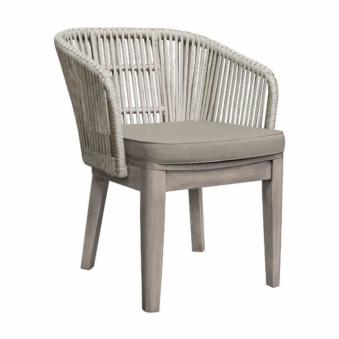 Haiti 7-Piece Patio Outdoor Dining Set with Arm Chairs in Gray Acacia Wood with Rope