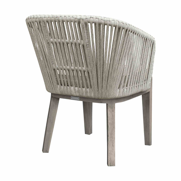 Haiti 7-Piece Patio Outdoor Dining Set with Arm Chairs in Gray Acacia Wood with Rope