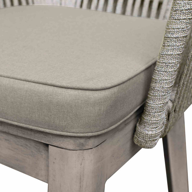 Haiti 7-Piece Patio Outdoor Dining Set with Arm Chairs in Gray Acacia Wood with Rope - Furniture City (CA)l