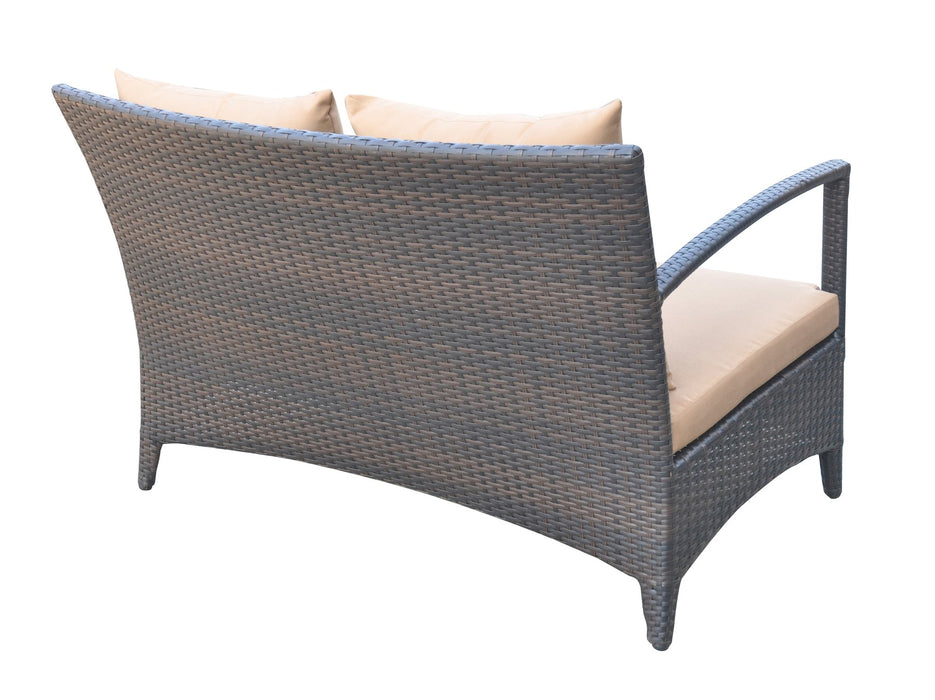 Havana 4 piece Outdoor Wicker Patio Set with Brown Fabric Cushions and Tempered Glass Top