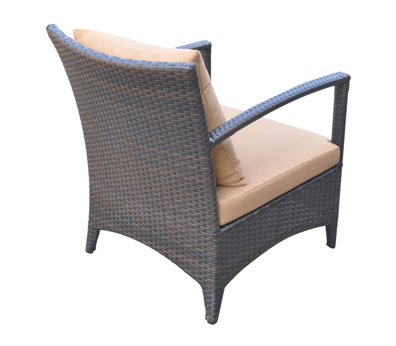 Havana 4 piece Outdoor Wicker Patio Set with Brown Fabric Cushions and Tempered Glass Top - Furniture City (CA)l