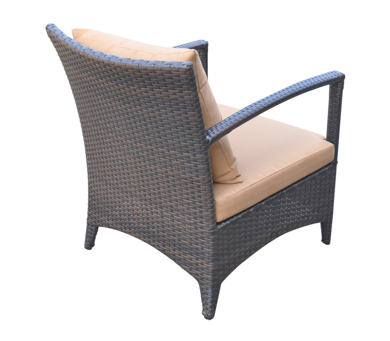 Havana 4 piece Outdoor Wicker Patio Set with Brown Fabric Cushions and Tempered Glass Top