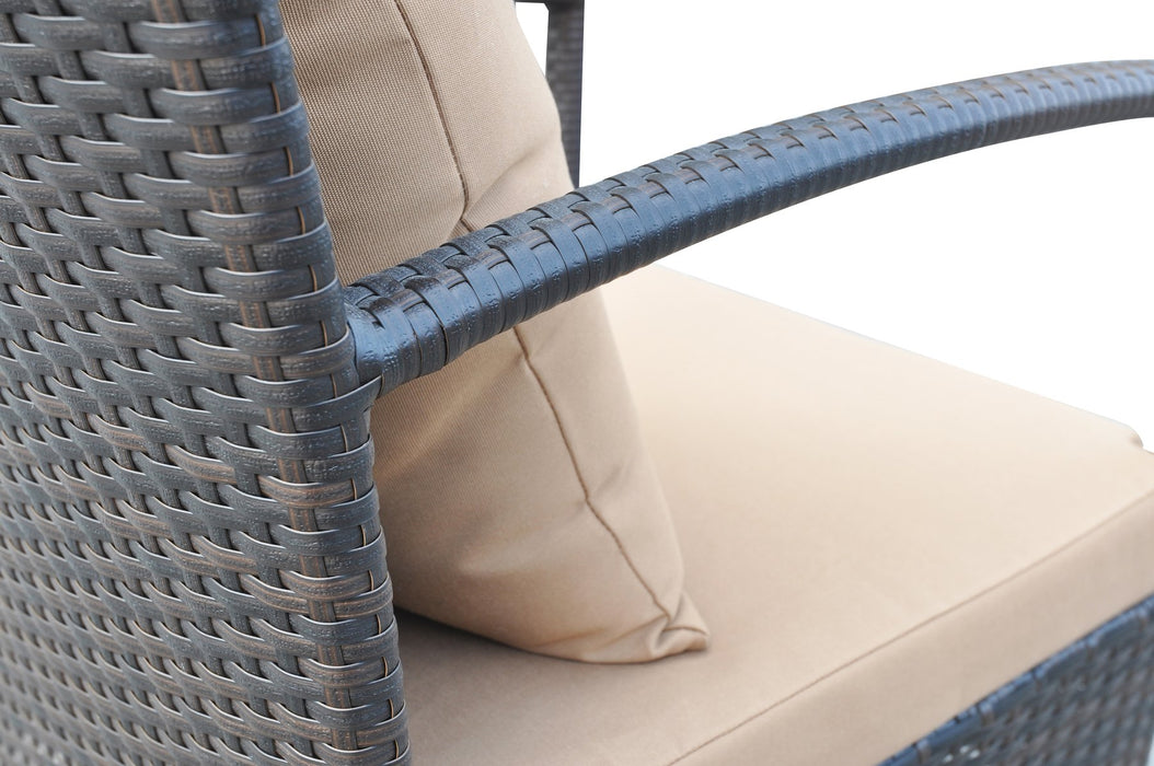 Havana 4 piece Outdoor Wicker Patio Set with Brown Fabric Cushions and Tempered Glass Top