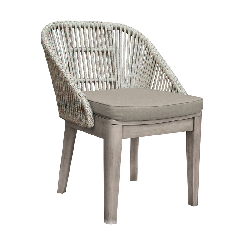 Haiti Outdoor Patio 7-Piece Dining Table Set with Side Chairs in Gray Acacia Wood and Rope - Furniture City (CA)l
