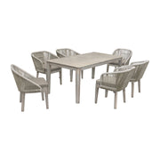 Haiti 7-Piece Patio Outdoor Dining Set in Gray Acacia Wood and Rope - Furniture City (CA)l
