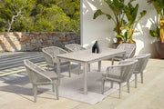 Haiti 7-Piece Patio Outdoor Dining Set in Gray Acacia Wood and Rope - Furniture City (CA)l