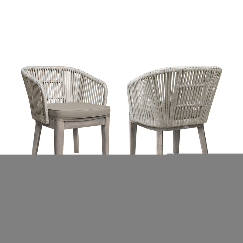 Haiti 7-Piece Patio Outdoor Dining Set in Gray Acacia Wood and Rope - Furniture City (CA)l