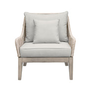 Hawaii 4 Piece Outdoor Patio Furniture Set in Acacia Wood and Rope with Gray Cushions - Furniture City (CA)l