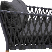 Ipanema Outdoor 4 Piece Rope and Teak Sofa Seating Set with Dark Gray Olefin - Furniture City (CA)l