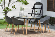 Ipanema 5 piece Outdoor Dining Set with Aluminum Table in Natural Teak Wood - Furniture City (CA)l