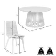 Escondido Island Outdoor Patio 5 Piece Round Dining Set in Eucalyptus Wood and Gray Rope - Furniture City (CA)l
