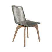 Escondido Island Outdoor Patio 5 Piece Round Dining Set in Eucalyptus Wood and Gray Rope - Furniture City (CA)l