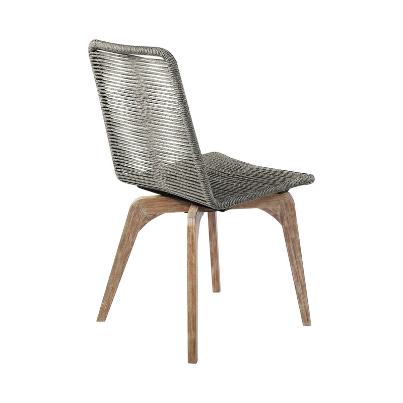 Escondido Island Outdoor Patio 5 Piece Round Dining Set in Eucalyptus Wood and Gray Rope - Furniture City (CA)l