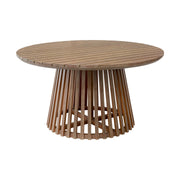 Escondido Island Outdoor Patio 5 Piece Round Dining Set in Eucalyptus Wood and Gray Rope - Furniture City (CA)l
