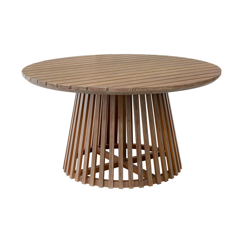 Escondido Island Outdoor Patio 5 Piece Round Dining Set in Eucalyptus Wood and Gray Rope - Furniture City (CA)l