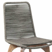 Escondido Island Outdoor Patio 5 Piece Round Dining Set in Eucalyptus Wood and Gray Rope - Furniture City (CA)l