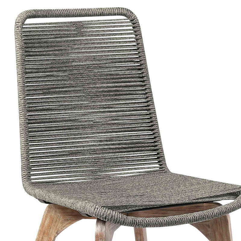 Escondido Island Outdoor Patio 5 Piece Round Dining Set in Eucalyptus Wood and Gray Rope - Furniture City (CA)l