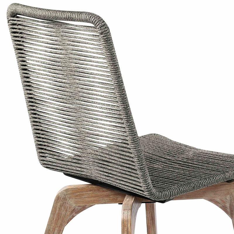 Escondido Island Outdoor Patio 5 Piece Round Dining Set in Eucalyptus Wood and Gray Rope - Furniture City (CA)l
