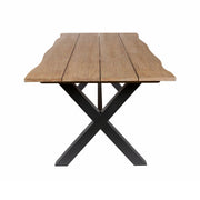 Glendora Island Outdoor Patio 5 Piece Live Edge Dining Set in Eucalyptus Wood and Silver Rope - Furniture City (CA)l