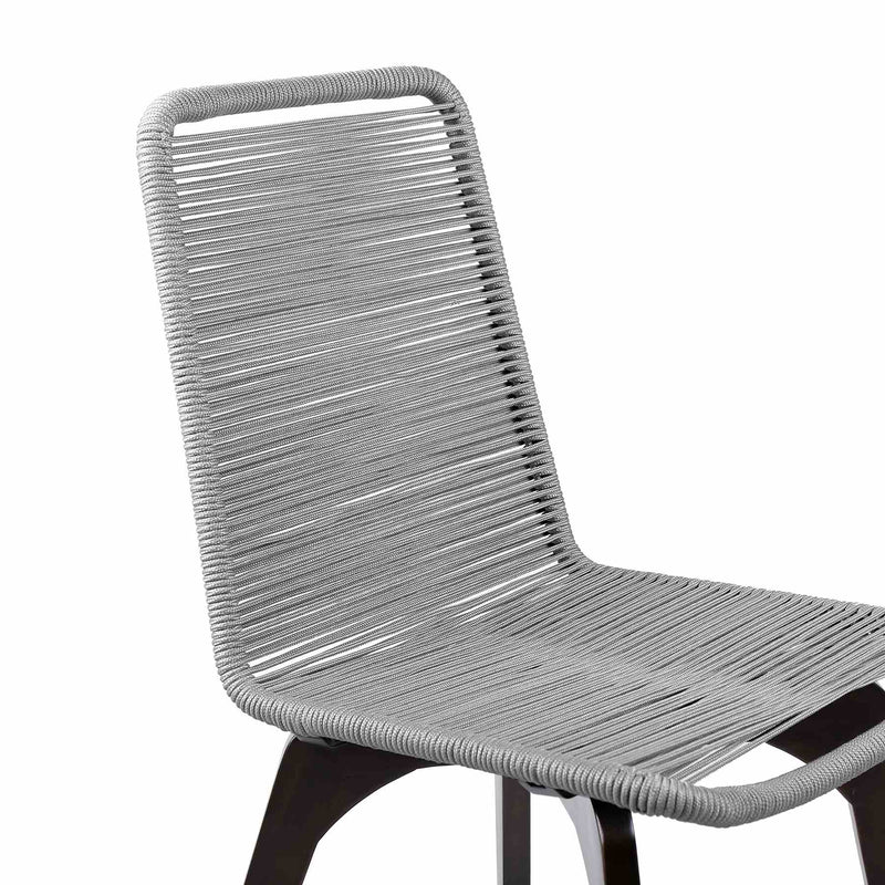 Glendora Island Outdoor Patio 5 Piece Live Edge Dining Set in Eucalyptus Wood and Silver Rope - Furniture City (CA)l