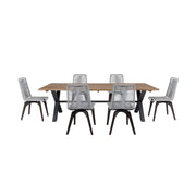 Glendora Island Outdoor Patio 7 Piece Live Edge Dining Set in Eucalyptus Wood and Silver Rope - Furniture City (CA)l