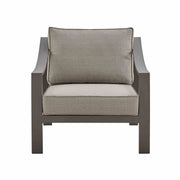 Koda 4 Piece Outdoor Patio Furniture Set in Dark Brown Aluminum with Cushions - Furniture City (CA)l