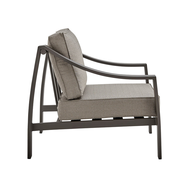 Koda 4 Piece Outdoor Patio Furniture Set in Dark Brown Aluminum with Cushions - Furniture City (CA)l