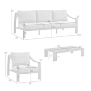 Koda 4 Piece Outdoor Patio Furniture Set in Black Aluminum with Gray Cushions - Furniture City (CA)l