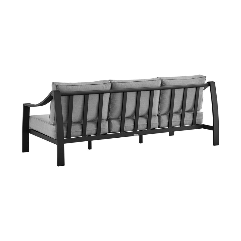 Koda 4 Piece Outdoor Patio Furniture Set in Black Aluminum with Gray Cushions - Furniture City (CA)l