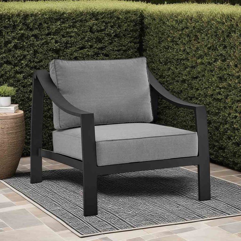 Koda Aluminum Outdoor Chair in Black and Dark Gray - Furniture City (CA)l