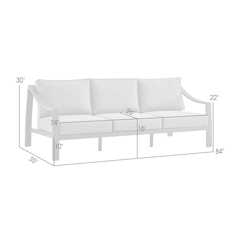 Koda Aluminum Outdoor Sofa in Black and Dark Gray - Furniture City (CA)l