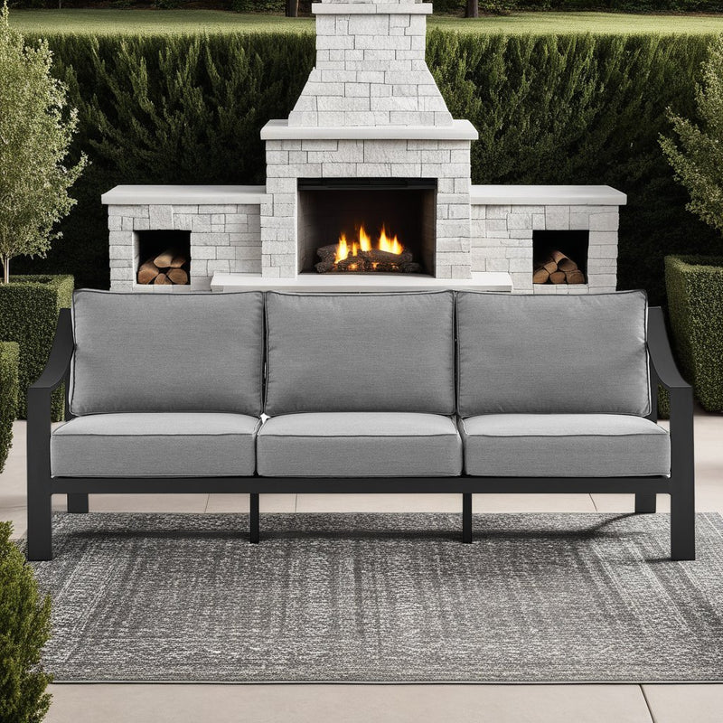 Koda Aluminum Outdoor Sofa in Black and Dark Gray - Furniture City (CA)l