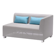 Lagoon 4 piece Outdoor Textilene Sectional Set in Taupe with Sky Blue Accent Pillows - Furniture City (CA)l