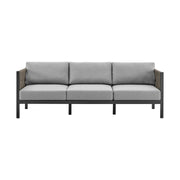 Mareike 4 Piece Outdoor Patio Furniture Set in Black Aluminum and Rope with Gray Cushions - Furniture City (CA)l