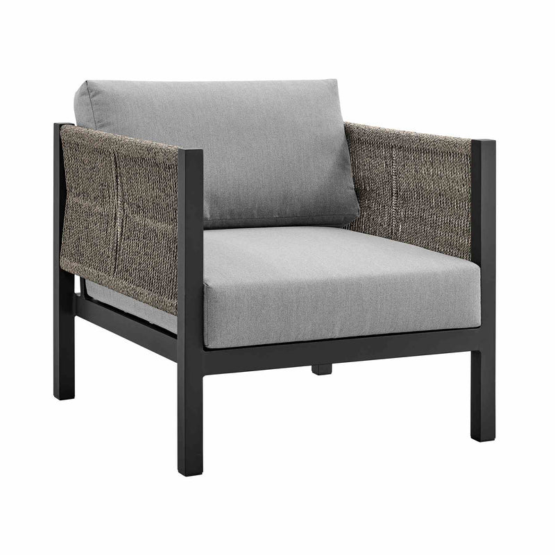 Mareike Aluminum and Rope Outdoor Chair in Black and Dark Gray - Furniture City (CA)l