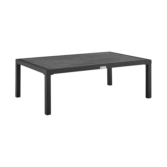 Mareike Aluminum Outdoor Coffee Table in Black with Ceramic Tabletop